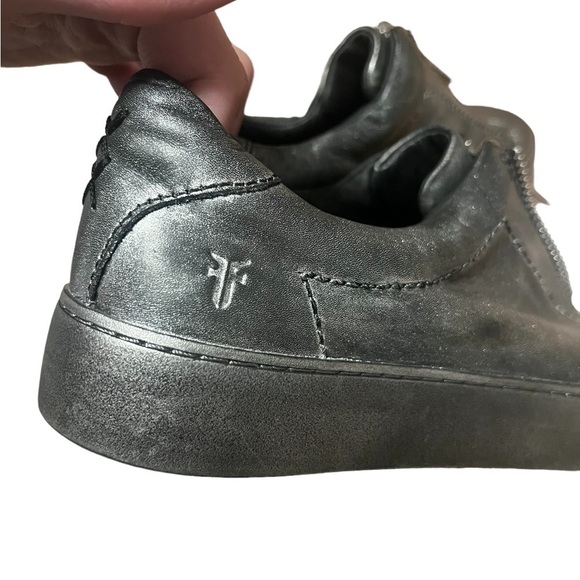 Frye Lena black metallic low top zip up leather sneaker - Picture 9 of 10